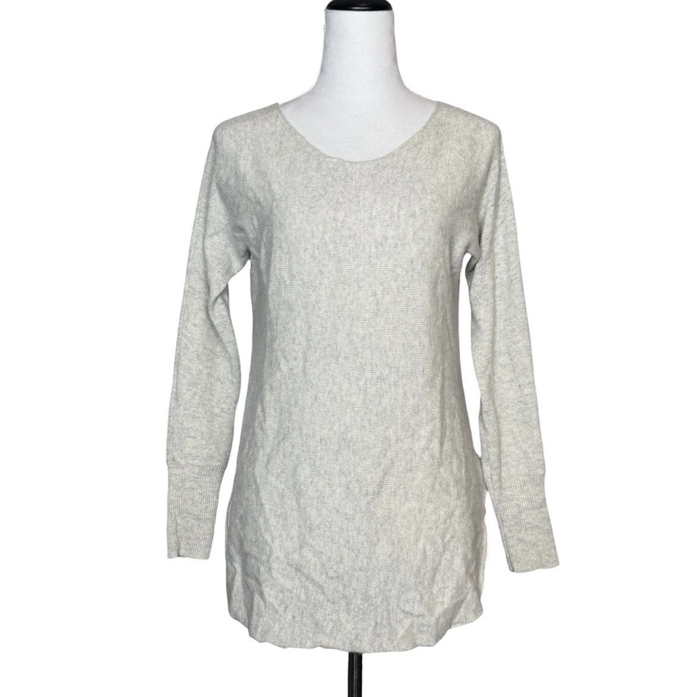Halogen 100% Cashmere Tunic Sweater Size S Beige Soft Hi Low Preppy Quiet Luxury